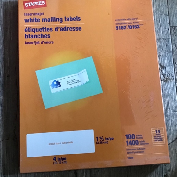 Staples laser/ inkjet white mailing labels - Picture 2 of 3